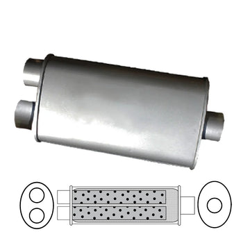 8" x 4" Oval, 14" Long, 2" Single In/Twin Out, Glass Packed - Brixton 4x4 - Buy Online Now!